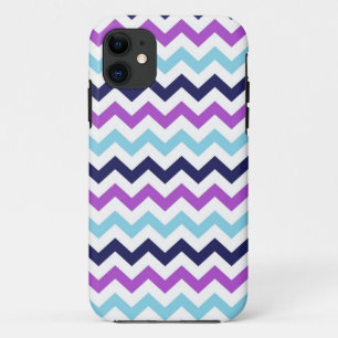 Paars en blauw Zig Zag Chevrons Pattern Case-Mate iPhone Case