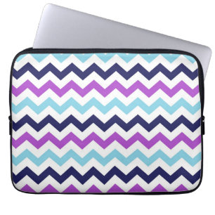Paars en blauw Zig Zag Chevrons Pattern Laptop Sleeve