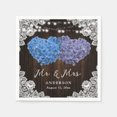 Paars en Blauwe Floral Mr. en Mrs Wedding Servet (Voorkant)