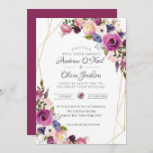 Paars en blauwe Rozen voor de uitnodiging voor bru (Voorkant / Achterkant)