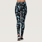 Paars en blauwe sneeuwvlokken zwarte Leggings (Achterkant)