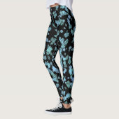 Paars en blauwe sneeuwvlokken zwarte Leggings (Links)