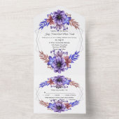 Paars en blauwe Waterverf All In One Uitnodiging (Binnen)