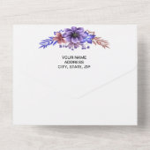 Paars en blauwe Waterverf All In One Uitnodiging (Achterkant)