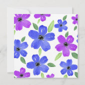 Paars en blauwe Waterverf Floral Motif Kaart (Achterkant)