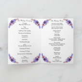 Paars en blauwe Waterverf Floral Wedding Programme Kaart (Binnen)