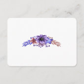 Paars en blauwe Waterverf Floral Wedding Table Kaa Informatiekaartje (Achterkant)