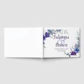 Paars en blauwe waterverf trouwgastenboek gastenboek (Volledig)