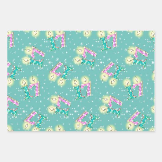 Paars en Blauwgroen 17e Birthday Wrapping Paper (Voorkant 2)