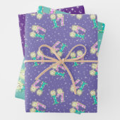 Paars en Blauwgroen 17e Birthday Wrapping Paper (In situ)