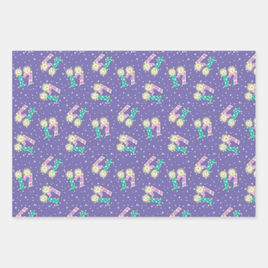 Paars en Blauwgroen 17e Birthday Wrapping Paper (Voorkant)