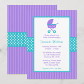 Paars en Blauwgroen Baby shower met gestreept Stip Kaart (Voorkant / Achterkant)