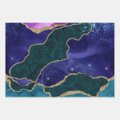 Paars en Blauwgroen Glitter Peacock Agate Inpakpapier Vel (Voorkant 2)