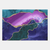 Paars en Blauwgroen Glitter Peacock Agate Inpakpapier Vel (Voorkant)