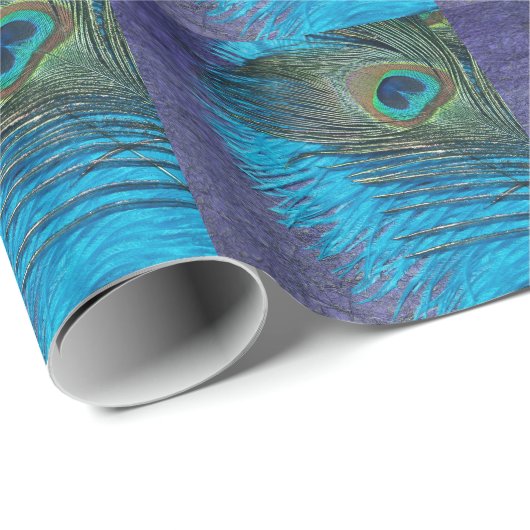 Paars en Blauwgroen Peacock Cadeaupapier (Rol Hoek)
