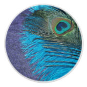 Paars en Blauwgroen Peacock Keramische Knop (Voorkant)