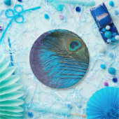 Paars en Blauwgroen Peacock Papieren Bordje (Feest)