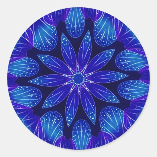 Paars en Blauwgroen Petals Mandala Ronde Sticker (Voorkant)