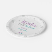 Paars en Blauwgroen, Winter Wonderland Birthday Pa Papieren Bordje (Gekanteld)