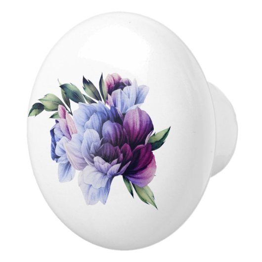 Paars en Blue Lush Peony Clear Afbeelding Keramische Knop (Rechts)