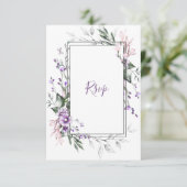 Paars en Blush Waterverf Bloem Frame | RSVP Kaartje (Staand voorkant)
