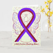 Paars en Bourgogne Awareness Ribbon Wenskaart Kaart (Gele Bloem)