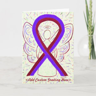 Paars en Bourgogne Awareness Ribbon Wenskaart Kaart