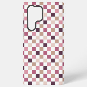 Paars en bruin geruit mozaïek minimalistisch samsung galaxy hoesje