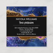 Paars en bruin glitter Peacock Agate Vierkante Visitekaartje (Achterkant)