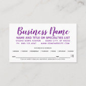 paars- en chocoladekaartje afsprakenkaartje (Achterkant)