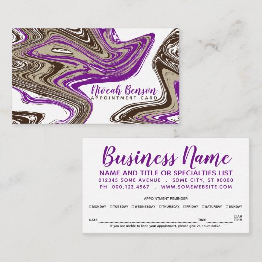 paars- en chocoladekaartje afsprakenkaartje (Voorkant / Achterkant)