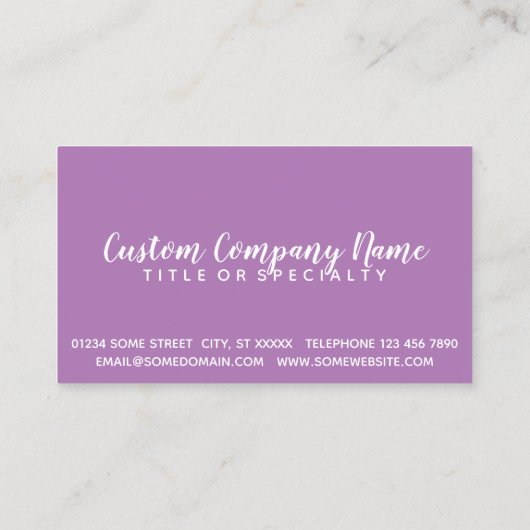 paars- en chocoladestrokken visitekaartje (Achterkant)