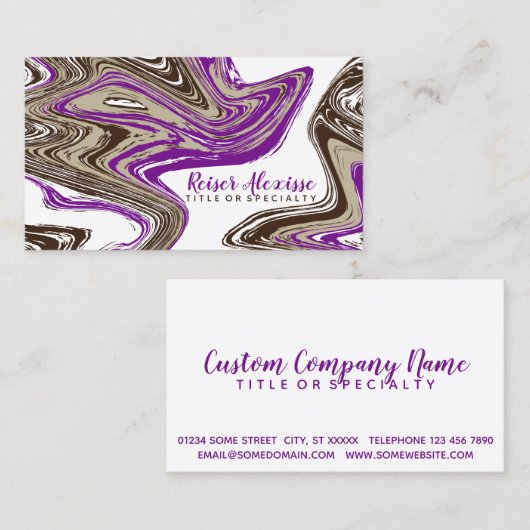 paars- en chocoladestrokken visitekaartje (Voorkant / Achterkant)