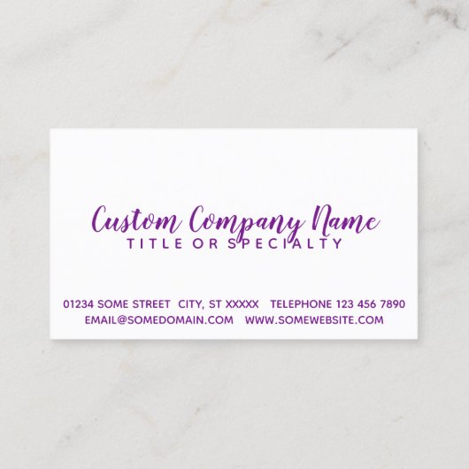 paars- en chocoladestrokken visitekaartje (Achterkant)