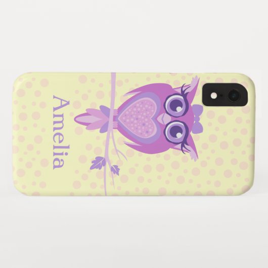 Paars en citroengeel, schattig gepersonaliseerd Case-Mate iPhone case (Achterkant (horizontaal))