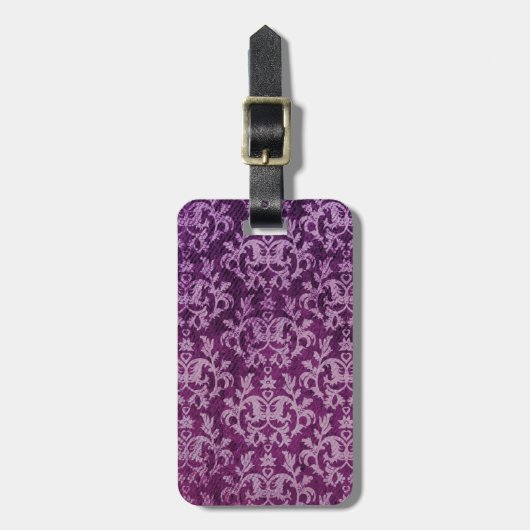 Paars en crème met flaconetiket bagagelabel (Voorkant verticaal)