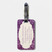 Paars en crème met flaconetiket bagagelabel (Achterkant verticaal)