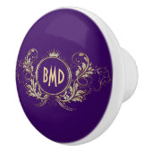 Paars en Faux Glitter Girly Floral Lijst Keramische Knop (Rechts)