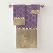 Paars en Faux Gold Foil Glam Bad Handdoek (Insitu)