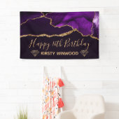 Paars en Faux Gold Glitter Agate Sweet 16 Spandoek (Insitu)