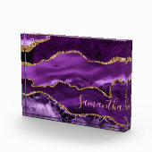 Paars en Faux Gold Glitter Marble Agate Fotoblokken (Rechts)