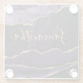 Paars en Faux Gold Glitter Marble Agate Glazen Onderzetter (Achterkant)