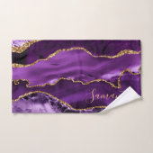 Paars en Faux Gold Glitter Marble Agate Handdoek (Handdoek)