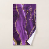 Paars en Faux Gold Glitter Marble Agate Handdoek (Handdoek)