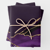 Paars en Faux Gold Glitter Marble Agate Inpakpapier Vel (In situ)