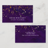 Paars en Faux Gold Glitter Visitekaartje (Voorkant / Achterkant)