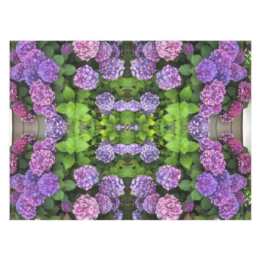 Paars en Fuchsia Hydrangea Kaleidoscope Tablecloth Tafelkleed (Voorkant (Horizontaal))