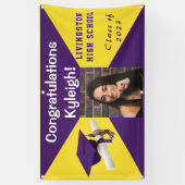 Paars en geel Afstuderen van vinyl Foto Spandoek (Verticaal)