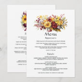Paars en Geel Bloemige Bruiloftsgast Details Menu (Voorkant / Achterkant)