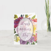 Paars en geel bloemmotief Moederdag Kaart (Voorkant)